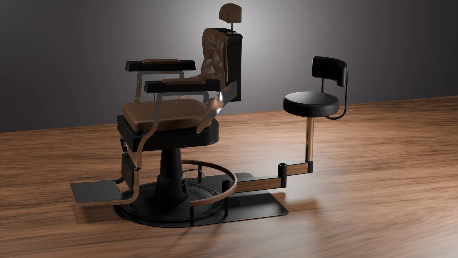 3D render of the OctoStool with barber chair